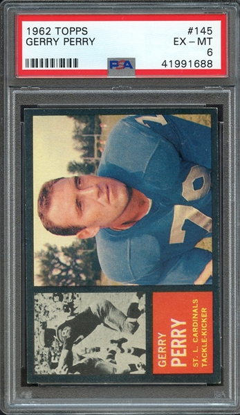 1962 TOPPS 145 GERRY PERRY PSA EX-MT 6