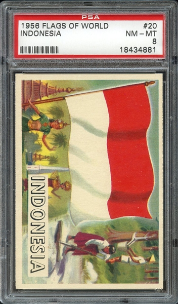 1956 FLAGS OF WORLD 20 INDONESIA PSA NM-MT 8
