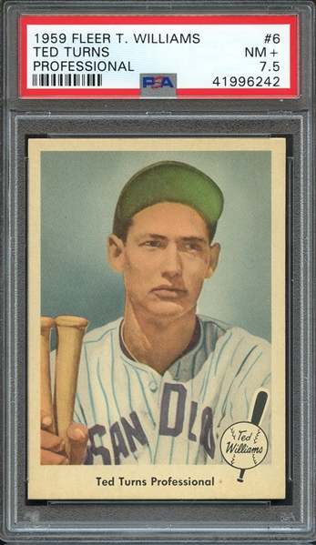 1959 FLEER TED WILLIAMS 6 TED TURNS PROFESSIONAL PSA NM+ 7.5