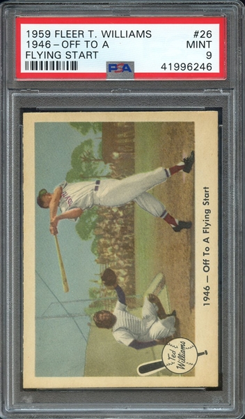 1959 FLEER TED WILLIAMS 26 1946-OFF TO A FLYING START PSA MINT 9