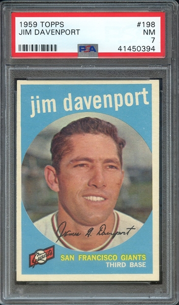 1959 TOPPS 198 JIM DAVENPORT PSA NM 7