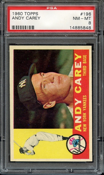 1960 TOPPS 196 ANDY CAREY PSA NM-MT 8