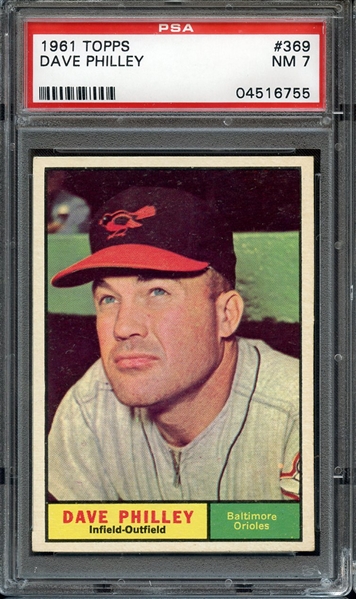 1961 TOPPS 369 DAVE PHILLEY PSA NM 7