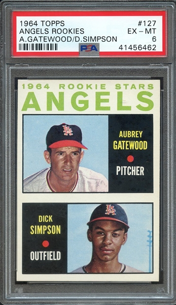1964 TOPPS 127 ANGELS ROOKIES A.GATEWOOD/D.SIMPSON PSA EX-MT 6
