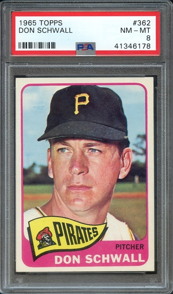 1965 TOPPS 362 DON SCHWALL PSA NM-MT 8