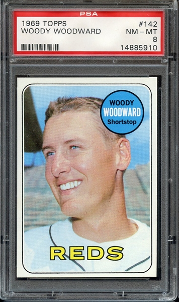 1969 TOPPS 142 WOODY WOODWARD PSA NM-MT 8