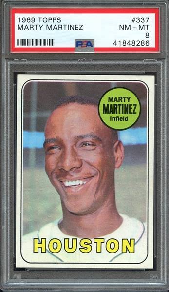 1969 TOPPS 337 MARTY MARTINEZ PSA NM-MT 8