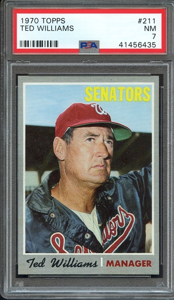 1970 TOPPS 211 TED WILLIAMS PSA NM 7