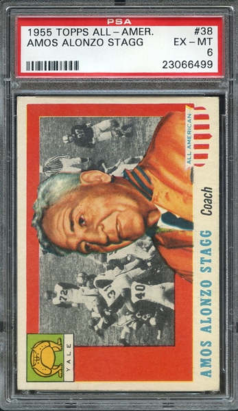 1955 TOPPS ALL-AMER. 38 AMOS ALONZO STAGG PSA EX-MT 6