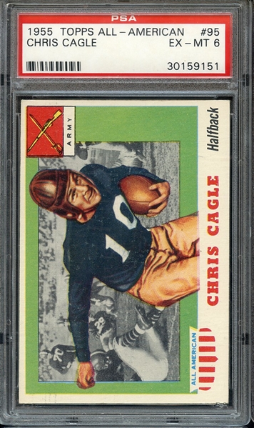 1955 TOPPS ALL-AMER. 95 CHRIS CAGLE PSA EX-MT 6