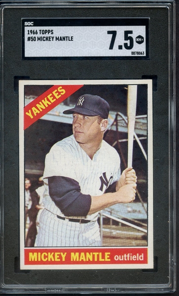 1966 TOPPS 50 MICKEY MANTLE SGC NM+ 7.5