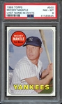 1969 TOPPS 500 MICKEY MANTLE LAST NAME IN WHITE PSA NM-MT 8