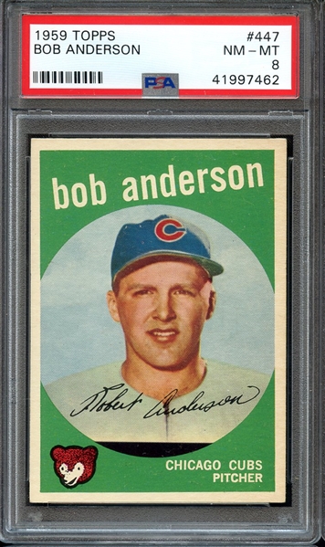 1959 TOPPS 447 BOB ANDERSON PSA NM-MT 8