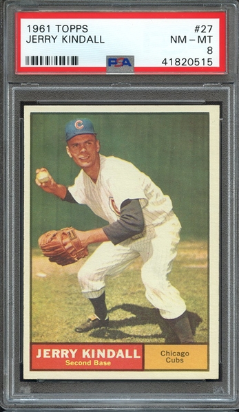 1961 TOPPS 27 JERRY KINDALL PSA NM-MT 8