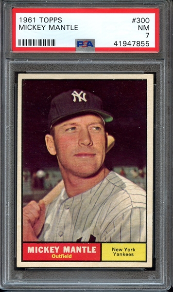 1961 TOPPS 300 MICKEY MANTLE PSA NM 7