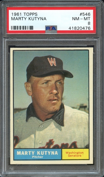 1961 TOPPS 546 MARTY KUTYNA PSA NM-MT 8
