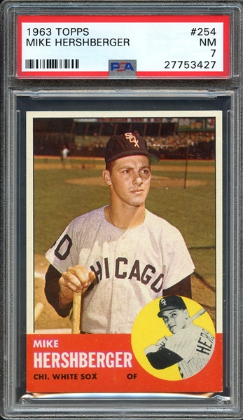 1963 TOPPS 254 MIKE HERSHBERGER PSA NM 7