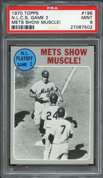 1970 TOPPS 196 N.L.C.S. GAME 2 METS SHOW MUSCLE! PSA MINT 9