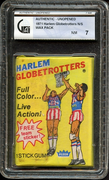 1971 FLEER HARLEM GLOBETROTTERS WAX PACK GAI NM 7