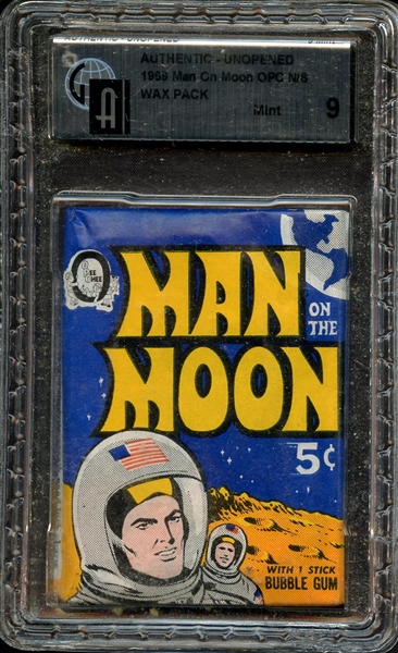 1969 MAN ON THE MOON UNOPENED WAX PACK GAI MINT 9