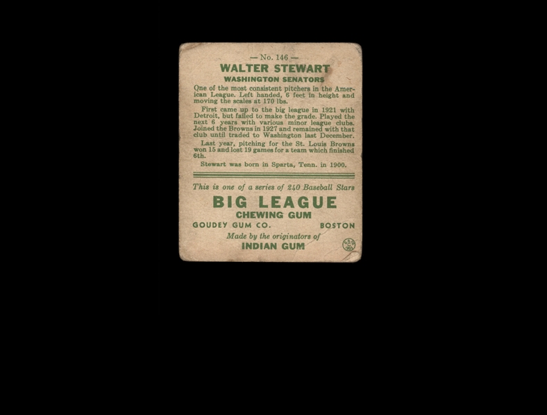 1933 Goudey 146 Walter Stewart PIT RC POOR #D811289