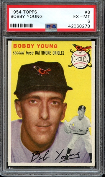 1954 TOPPS 8 BOBBY YOUNG PSA EX-MT 6