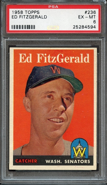 1958 TOPPS 236 ED FITZGERALD PSA EX-MT 6