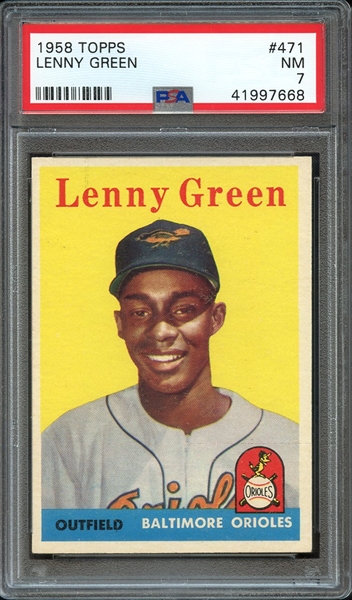 1958 TOPPS 471 LENNY GREEN PSA NM 7