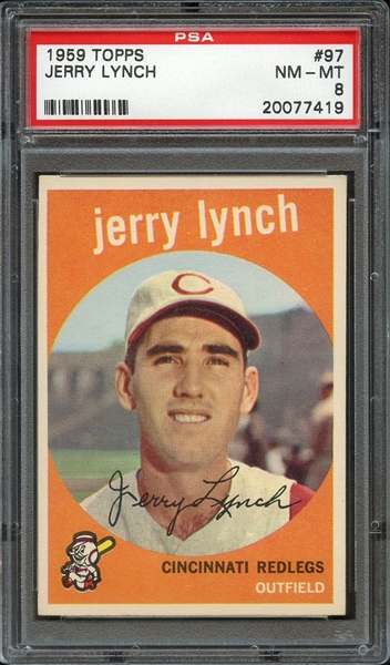 1959 TOPPS 97 JERRY LYNCH PSA NM-MT 8