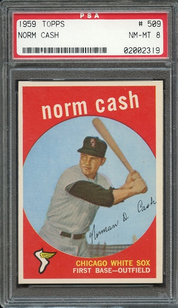 1959 TOPPS 509 NORM CASH PSA NM-MT 8