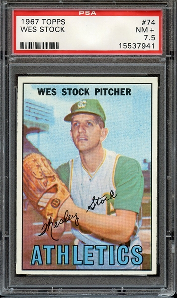 1967 TOPPS 74 WES STOCK PSA NM+ 7.5