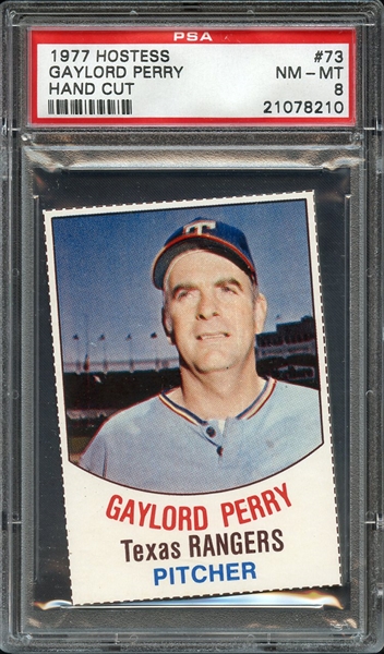 1977 HOSTESS 73 GAYLORD PERRY HAND CUT PSA NM-MT 8