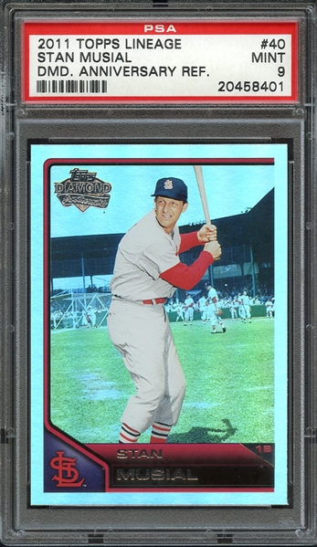 2011 TOPPS LINEAGE 40 STAN MUSIAL DMD. ANNIVERSARY REF. PSA MINT 9