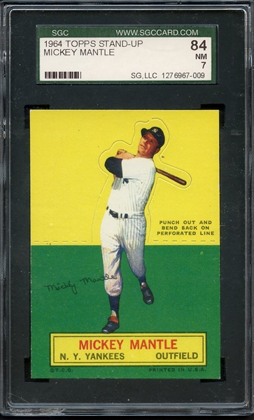 1964 TOPPS STAND-UP MICKEY MANTLE SGC NM 84 / 7