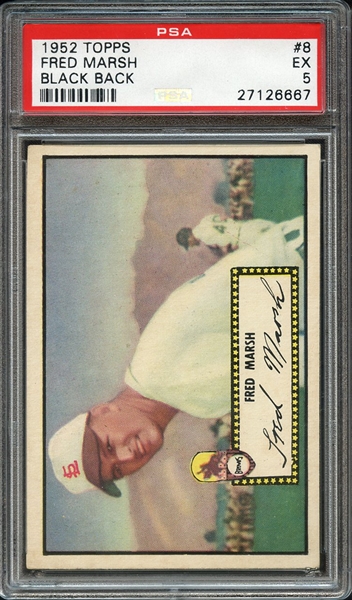 1952 TOPPS 8 FRED MARSH BLACK BACK PSA EX 5