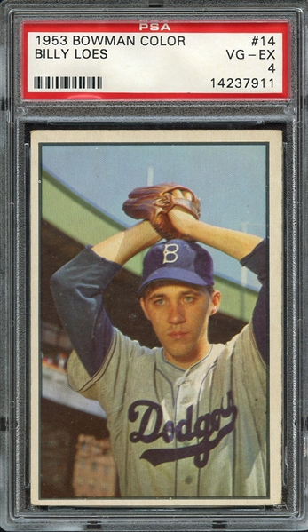 1953 BOWMAN COLOR 14 BILLY LOES PSA VG-EX 4