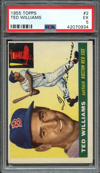 1955 TOPPS 2 TED WILLIAMS PSA EX 5