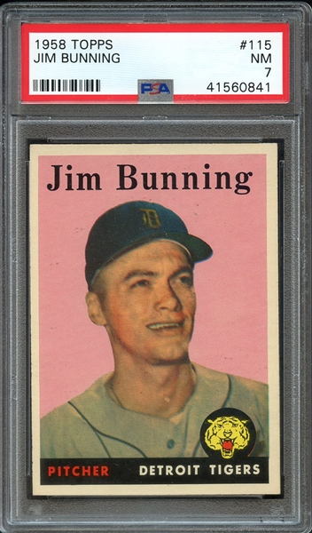 1958 TOPPS 115 JIM BUNNING PSA NM 7