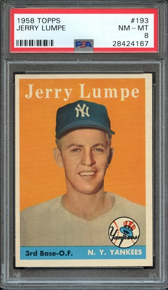 1958 TOPPS 193 JERRY LUMPE PSA NM-MT 8