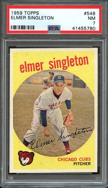 1959 TOPPS 548 ELMER SINGLETON PSA NM 7