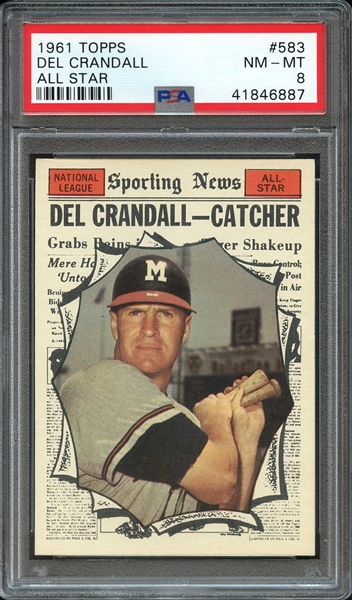 1961 TOPPS 583 DEL CRANDALL ALL STAR PSA NM-MT 8