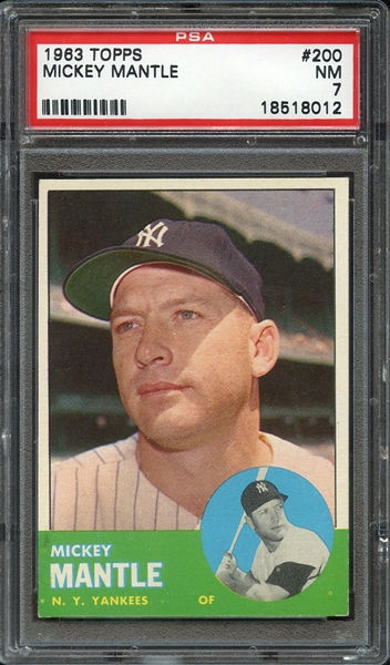 1963 TOPPS 200 MICKEY MANTLE PSA NM 7