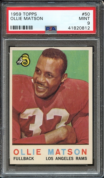 1959 TOPPS 50 OLLIE MATSON PSA MINT 9