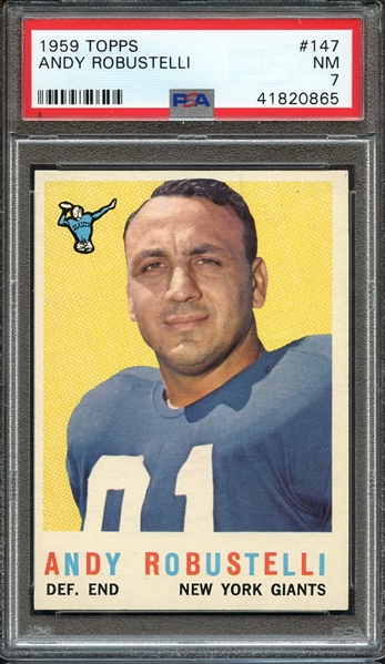 1959 TOPPS 147 ANDY ROBUSTELLI PSA NM 7