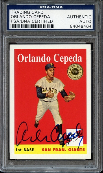 ORLANDO CEPEDA SIGNED 2003 TOPPS SHOE BOX 1958 TOPPS RC PSA/DNA