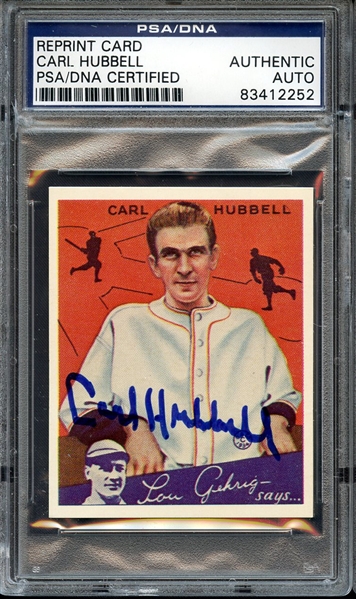 CARL HUBBELL SIGNED REPRINT CARD PSA/DNA