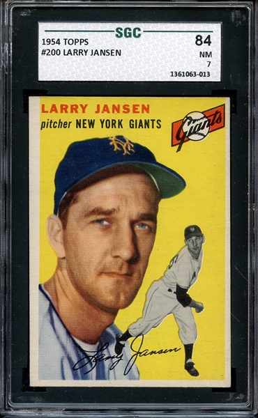 1954 TOPPS 200 LARRY JANSEN SGC NM 84 / 7