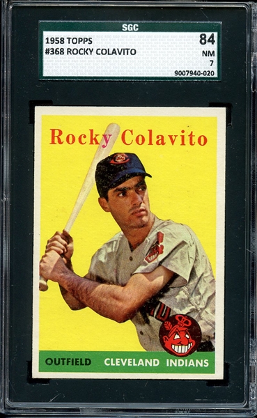 1958 TOPPS 368 ROCKY COLAVITO SGC NM 84 / 7
