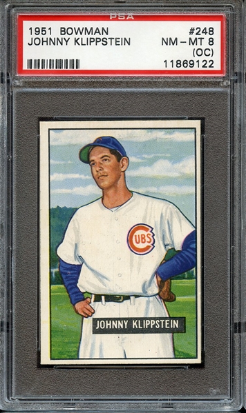 1951 BOWMAN 248 JOHNNY KLIPPSTEIN PSA NM-MT 8 (OC)