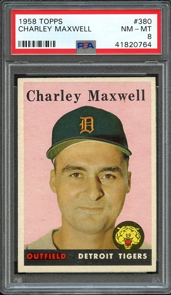1958 TOPPS 380 CHARLEY MAXWELL PSA NM-MT 8
